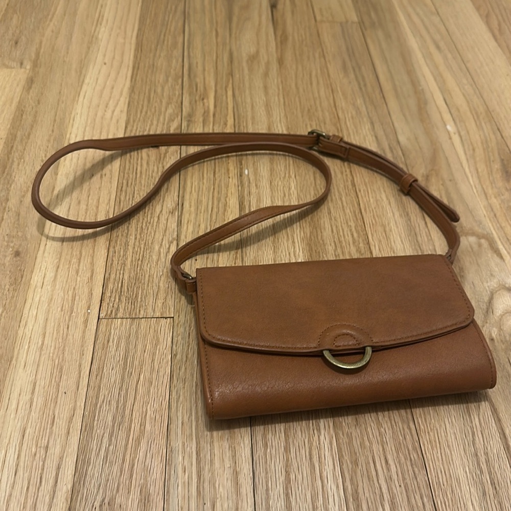 Never Used Brown Fake Leather Cross Body Bag